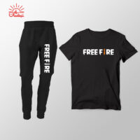 ست تیشرت مشکی و اسلش Free Fire