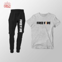 ست تیشرت طوسی و اسلش Free Fire