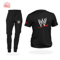 ست تیشرت مشکی و اسلش WWE